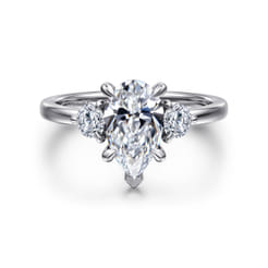 Adeline - 14K White Gold Pear Shape Three Stone Diamond Engagement Ring