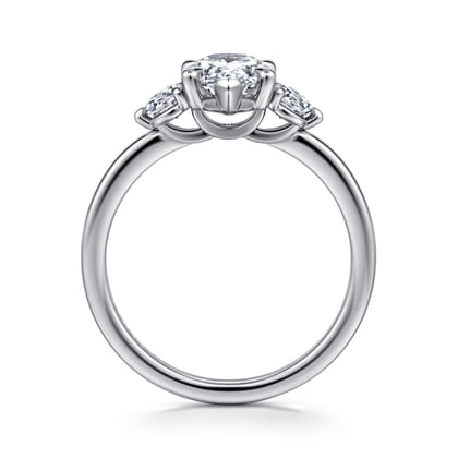Adeline - 14K White Gold Pear Shape Three Stone Diamond Engagement Ring