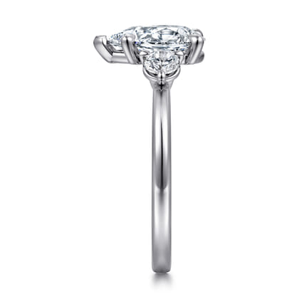 Adeline - 14K White Gold Pear Shape Three Stone Diamond Engagement Ring