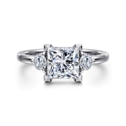 Adeline - 14K White Gold Princess Cut Three Stone Diamond Engagement Ring