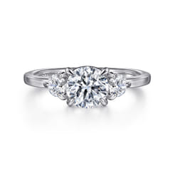 Adeline - 14K White Gold Round Three Stone Diamond Engagement Ring