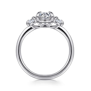 Adeline - 14K White Gold Round Three Stone Diamond Engagement Ring