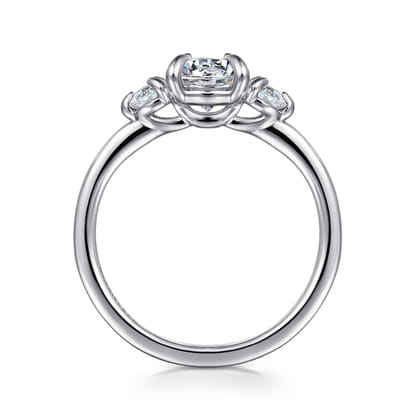Adeline - 14K White Gold Round Three Stone Diamond Engagement Ring