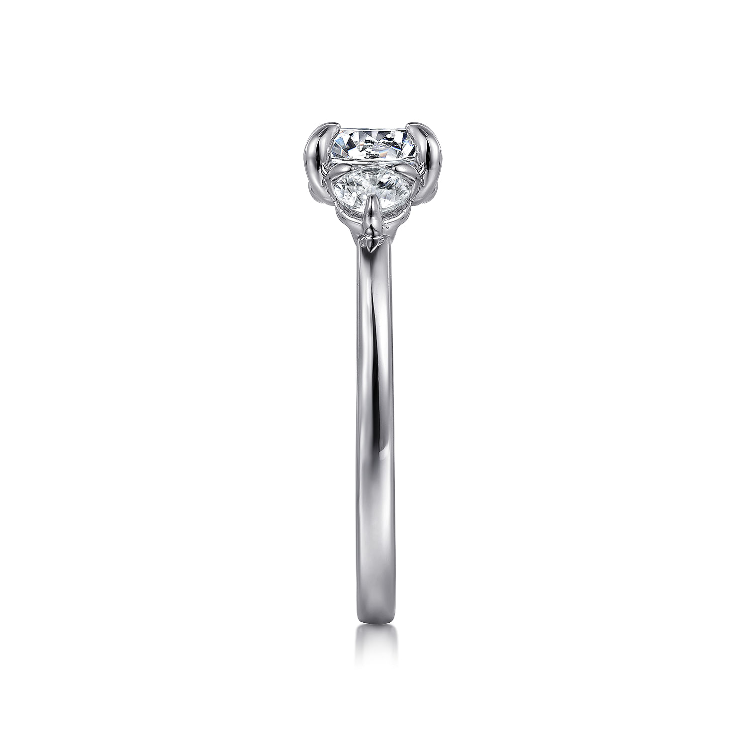 Adeline - 14K White Gold Round Three Stone Diamond Engagement Ring
