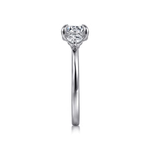 Adeline - 14K White Gold Round Three Stone Diamond Engagement Ring