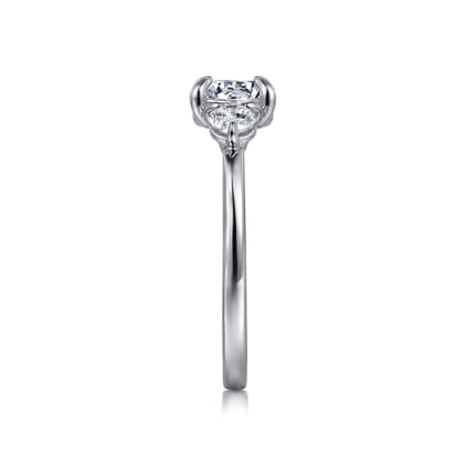 Adeline - 14K White Gold Round Three Stone Diamond Engagement Ring