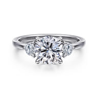 Adeline - 14K White Gold Round Three Stone Diamond Engagement Ring