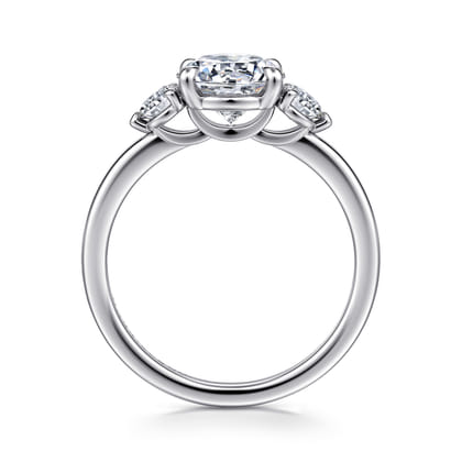 Adeline - 14K White Gold Round Three Stone Diamond Engagement Ring