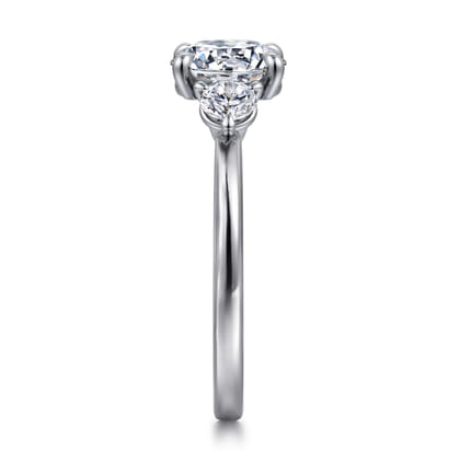 Adeline - 14K White Gold Round Three Stone Diamond Engagement Ring