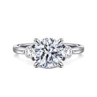 Adeline - 14K White Gold Round Three Stone Diamond Engagement Ring