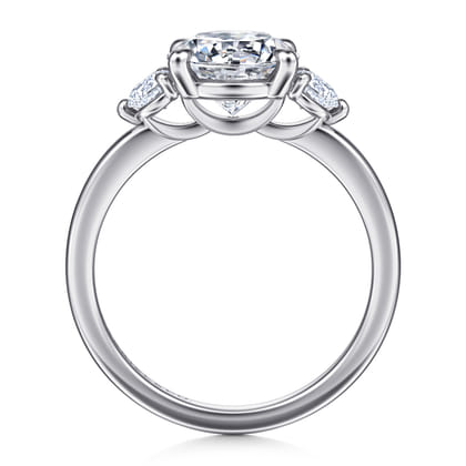 Adeline - 14K White Gold Round Three Stone Diamond Engagement Ring