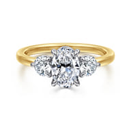 Adeline - 14K White-Yellow Gold Oval Three Stone Diamond Engagement Ring