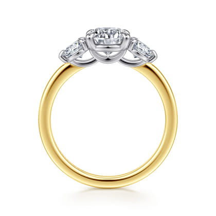 Adeline - 14K White-Yellow Gold Round Three Stone Diamond Engagement Ring