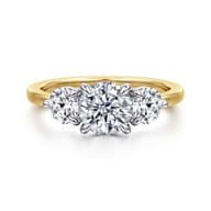 Adeline - 14K White-Yellow Gold Round Three Stone Diamond Engagement Ring