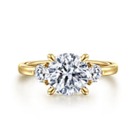 Adeline - 14K Yellow Gold Round Three Stone Diamond Engagement Ring
