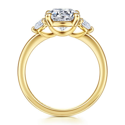 Adeline - 14K Yellow Gold Round Three Stone Diamond Engagement Ring