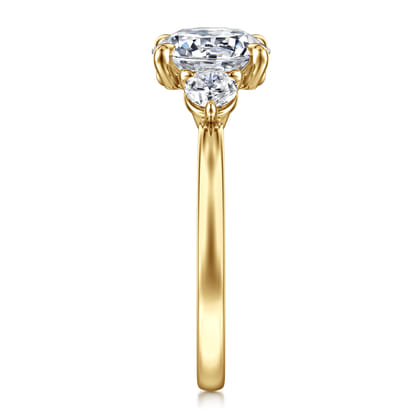 Adeline - 14K Yellow Gold Round Three Stone Diamond Engagement Ring