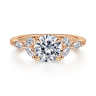 Adella - 14K Rose Gold Round Diamond Engagement Ring