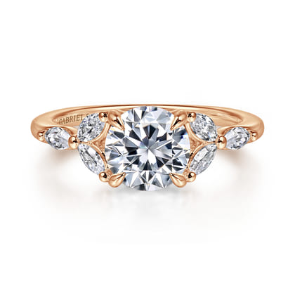 Adella - 14K Rose Gold Round Diamond Engagement Ring
