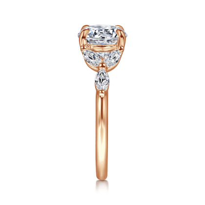 Adella - 14K Rose Gold Round Diamond Engagement Ring