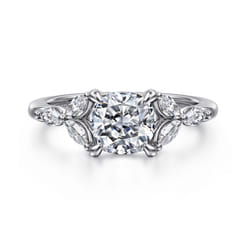 Adella - 14K White Gold Cushion Cut Diamond Engagement Ring