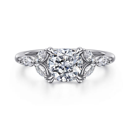 Adella - 14K White Gold Cushion Cut Diamond Engagement Ring