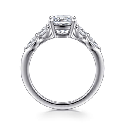 Adella - 14K White Gold Cushion Cut Diamond Engagement Ring