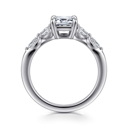 Adella - 14K White Gold Emerald Cut Diamond Engagement Ring