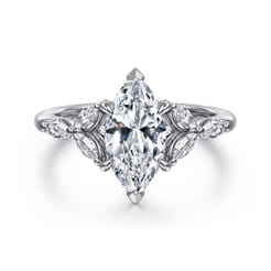 Adella - 14K White Gold Marquise Shape Diamond Engagement Ring