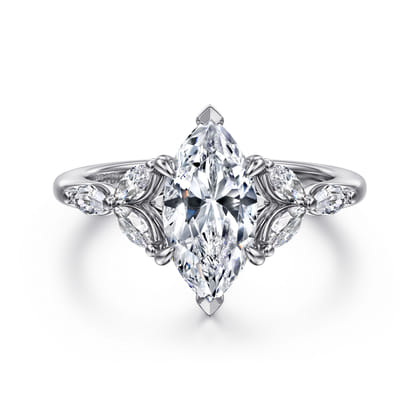 Adella - 14K White Gold Marquise Shape Diamond Engagement Ring