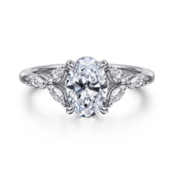 Adella - 14K White Gold Oval Diamond Engagement Ring