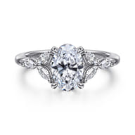 Adella - 14K White Gold Oval Diamond Engagement Ring