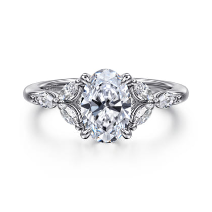 Adella - 14K White Gold Oval Diamond Engagement Ring
