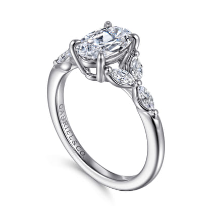 Adella - 14K White Gold Oval Diamond Engagement Ring