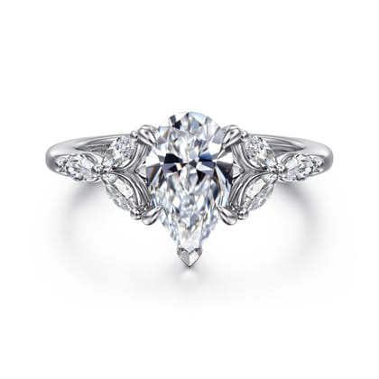 Adella - 14K White Gold Pear Shape Diamond Engagement Ring