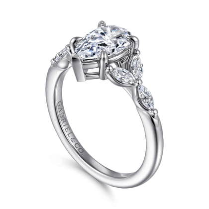 Adella - 14K White Gold Pear Shape Diamond Engagement Ring