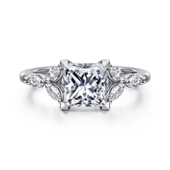 Adella - 14K White Gold Princess Cut Diamond Engagement Ring