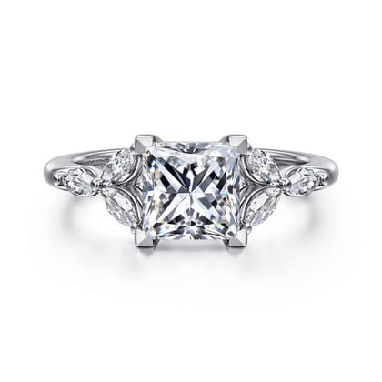 Adella - 14K White Gold Princess Cut Diamond Engagement Ring