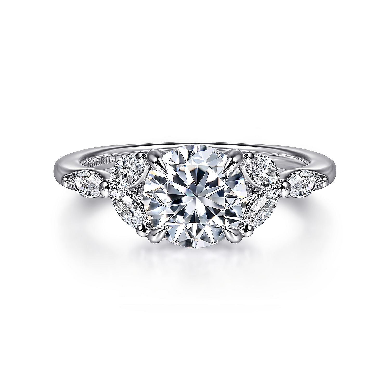 Adella - 14K White Gold Round Diamond Engagement Ring
