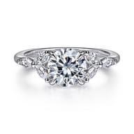 Adella - 14K White Gold Round Diamond Engagement Ring