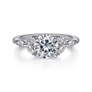 Adella - 14K White Gold Round Diamond Engagement Ring