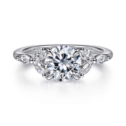Adella - 14K White Gold Round Diamond Engagement Ring