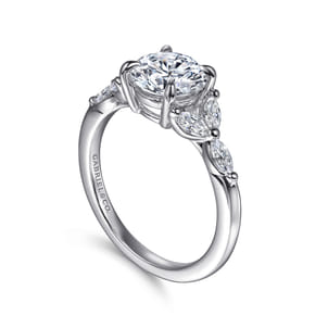 Adella - 14K White Gold Round Diamond Engagement Ring