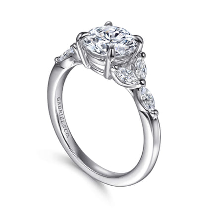 Adella - 14K White Gold Round Diamond Engagement Ring