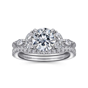 Adella - 14K White Gold Round Diamond Engagement Ring