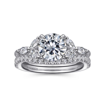 Adella - 14K White Gold Round Diamond Engagement Ring