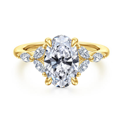 Adella - 14K Yellow Gold Oval Diamond Engagement Ring