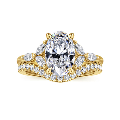 Adella - 14K Yellow Gold Oval Diamond Engagement Ring
