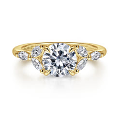 Adella - 14K Yellow Gold Round Diamond Engagement Ring