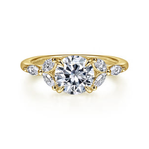 Adella - 14K Yellow Gold Round Diamond Engagement Ring